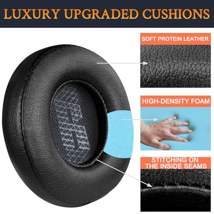 SOULWIT Replacement Ear Pads for JBL Live 400BT/Live 400 BT On-Ear Wireless Headphones, Live400 Earpads Cushions with Softer Protein Leather, Noise Isolation Foam - Black - color: Black