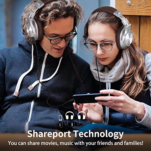 OneOdio A71 Hi-Res Wired Over-Ear Studio Headphones for DJ, Mixing - Silver - color: Silver Brown