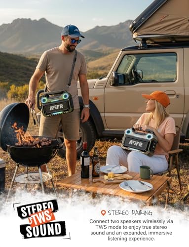 Outdoor Bluetooth Speaker 160W: IP67 Waterproof, 24H, TWS | Rugged portable speaker with deep bass, LED lights, TWS pairing for parties, beach, travel, camping, garage - color: Desert Yellow