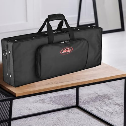 SKB 27”x 9” Foot Controller Soft Case Padded Bag, Rigid Foam Frame, Shoulder Strap and Double Zippers for DJ Controllers & Small MIDI Keyboards, Black | Rigid foam frame, double zippers, 27 inch x 9 inch design, carries pedalboard or small keyboard to gig