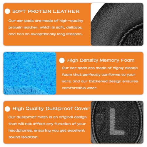 Replacement Ear Pads for JBL Tune 700BT, 710BT, 720BT, Tune 750BTNC, 760NC, 770NC Wireless Over-Ear Headphones, Ear Cushions, Ear Cups Cover Repair Parts (Black) - color: Black