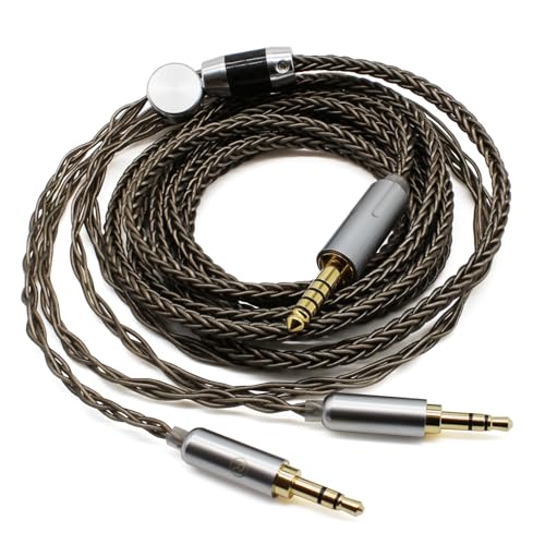 Youkamoo 4.4mm Cable Compatible with Hifiman HE4XX, HE-400i Headphones 8 Core Braided Silver Plated Replacement Audio Upgrade Cable (4.4mm to Dual 3.5mm Male Version) - size: 6 Feet