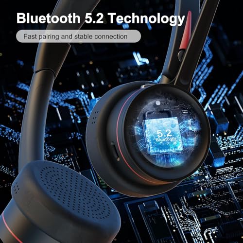 Bluetooth Headset with Microphone & Mute Button, 40H Working Time, Noise Canceling Wireless Headset with USB Adapter for PC Work Office Laptop Teams Conference Meeting Call Center - color: BNG890DBT