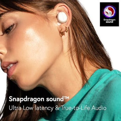 Phiaton Bonobuds Plus Digital Hybrid Active Noise Cancelling True Wireless Earbuds with Qualcomm Snapdragon Sound (Floral White) - color: Floral White