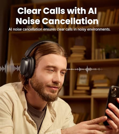 Edifier ES850NB Active Noise Cancelling Over-Ear Headphones, Black | 92H Playtime, Wired & Wireless Hi-Res Audio, Fast Charging, Clear Calls for Home Office Travel - color: Black