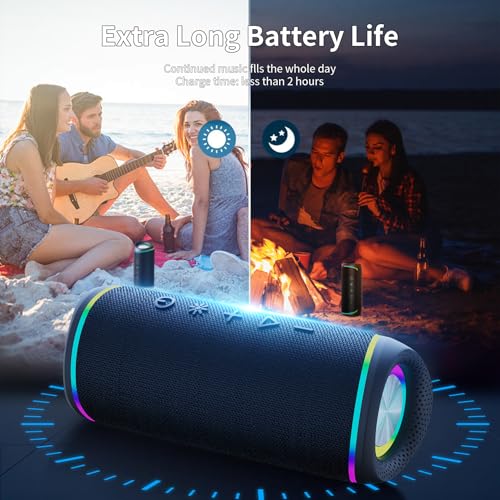 Bluetooth Speaker - HD Sound, IPX5 Waterproof, Up to 20H Playtime, TWS Pairing, BT 5.3, Portable Wireless Speaker for Home, Party, Beach & Outdoor, Black