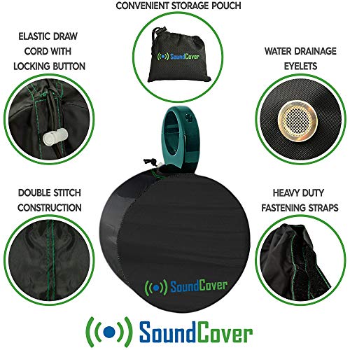 Marine Wakeboard Tower Speaker Covers for 4” & 5” Round Speakers – 210T Polyester with Silver UV Coating – Water-Resistant, Double-Stitched with Drawcord & Fastener – Small Size (Set of 2) - size: Small