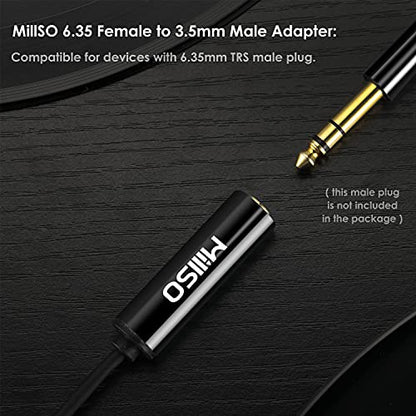 1/4 to 3.5mm Instrument Cable, TRS Headphone Adapter 6.35mm Female to 3.5mm Male 1/8 to 1/4 Stereo Audio Adapter for Amplifier, Guitar, Piano, Speaker to Phone, Laptop, Headphone - 12inch/30cm - color: Piano Black, size: 1 FT