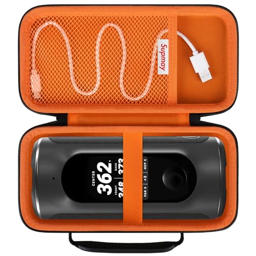 Carrying Case for Blue Tees Golf Player+, Player Pro GPS Speaker | Hard EVA Shell, Shockproof, Water Resistant, Scratch Resistant, Mesh Pocket for Charging Cable & Accessories, Orange - color: Black+Orange