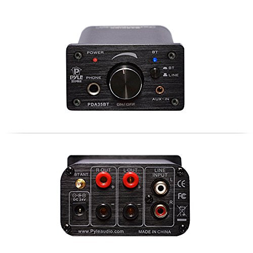 Pyle PDA35BT 100 Watt Mini Bluetooth Power Digital Class D Amplifier & Headphone Amplifier with Two Aux Inputs - 2 Channel Stereo Output - Portable Compact