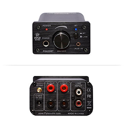 Pyle PDA35BT 100 Watt Mini Bluetooth Power Digital Class D Amplifier & Headphone Amplifier with Two Aux Inputs - 2 Channel Stereo Output - Portable Compact