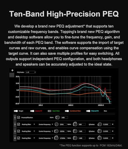 TOPPING DX9 Discrete Fully Balanced 1-Bit DAC & Headphone Amplifier | 131dB DNR | Six-Channel NFCA Module | LDAC Bluetooth 5.1 | Ten-Band PEQ | Hybrid Relay Volume Control (Black) - color: Black