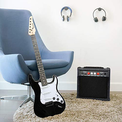 LyxPro Electric Guitar Amp 20 Watt Amplifier Built in Speaker Headphone Jack and Aux Input Includes Gain Bass Treble Volume and Grind - Black - color: Black, size: 20 Watt