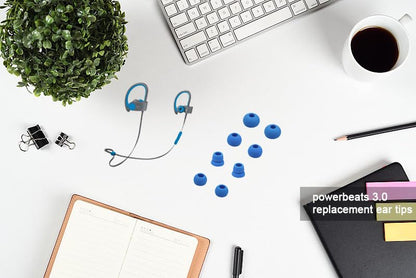 Replacement Eartips Compatible with Powerbeats 3 Powerbeats 2/1, 4 Pairs Replacement Earbuds Silicone Ear Tips Eargels Set - Small, Medium, Large and Double Flange (Electro Blue) - color: electro blue