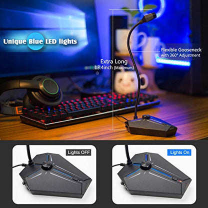CMTECK USB Computer Microphone, Plug & Play, RGB Light for PC, Laptop | One-touch mute with LED indicator, noise-cancelling, 360° adjustable extra-long gooseneck desktop Mic. Works with Windows/Mac - color: with volume control