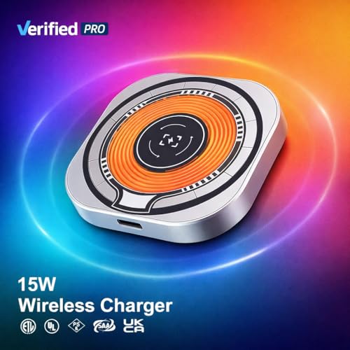 Wireless Charger 3‑in‑1 Charging Station, 15W Fast Wireless Charging Dock, Qi Certified Multi‑Device Charging Pad for iPhone & Android Phones, Smartwatch & Earbuds, Slim USB‑C Charger with Adapter