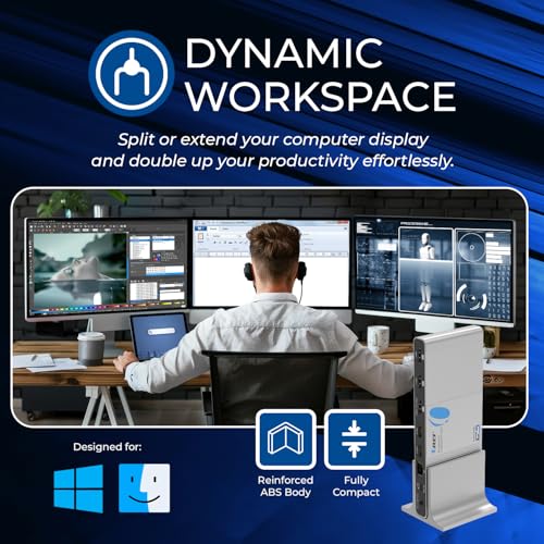 OREI DisplayLink Docking Station 3 Monitors – 3X 4K@60Hz HDMI – 6X USB (4X USB 3.0), Gigabit Ethernet, 100W PD, AUX – Triple Monitor Docking Station with Win & Mac Support | 3x 4K@60hz Multi Monitor – 6x USB, Ethernet, SD/TF, 100W PD, Audio/Mic – Laptop D