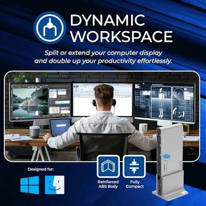 OREI DisplayLink Docking Station 3 Monitors – 3X 4K@60Hz HDMI – 6X USB (4X USB 3.0), Gigabit Ethernet, 100W PD, AUX – Triple Monitor Docking Station with Win & Mac Support | 3x 4K@60hz Multi Monitor – 6x USB, Ethernet, SD/TF, 100W PD, Audio/Mic – Laptop D