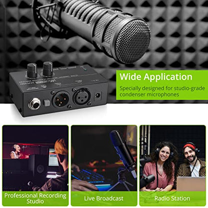 LiNKFOR MA400 Headphone Amplifier for XLR Microphone & Audio Signal with Volume Controls, 6.35mm & 3.5mm Headphone Outputs, Portable with 12V Power Supply