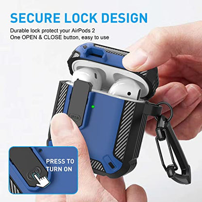 for AirPods 1/2 Case Cover with Magnetic Lock, Blue - color: Blue, size: AirPods 2 Case 2019