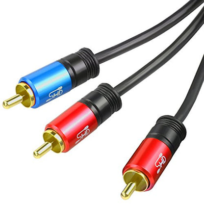 SHD RCA to 2RCA Subwoofer Cable Audio Cable 2RCA to 1RCA Bi-Directional RCA Y Adapter Premium Sound Quality Dual Shielded with Gold Plated Connectors-3Feet - size: 3Feet