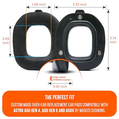 WC Mod Kit A50 - Earpads & Headband for Astro A50 Gen 4/5 / A50x | Made by Wicked Cushions | Cooling Gel Earpads and Matching Headband that offer Enhanced Comfort & Durability | Black - color: Black