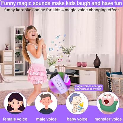 Mini Karaoke Machine for Kids & Adult, 4-12 Years Old Girls Christmas Birthday Gift, Karaoke Toys Gifts for Girls Ages 4, 5, 6, 7, 8, 9, 10, 12 +Year Old Birthday Party Light Purple - color: Light Purple