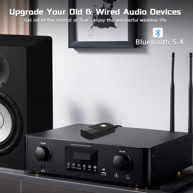 iDIGMALL Bluetooth 5.4 Receiver, HiFi Wireless Audio Adapter for Speakers | 3.5mm AUX RCA Jack for Old Receiver Home System Car Stereo Wired Headphones, 20H Playtime, Easy to Slide ON/Off, Multi-Point - color: J205