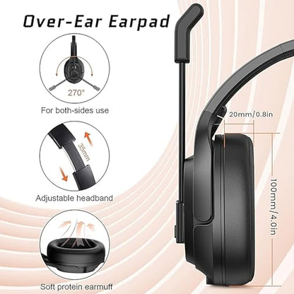 EKSAtelecom H1 Pro Telecom Bluetooth Trucker Headset, Black