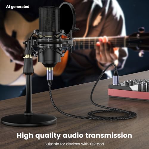 MOSWAG XLR Male to Female Cable 3FT Balanced XLR Cable Microphone Cord 3Pin | XLR to XLR Cable Nylon Braided Compatible with Mic Mixer, Microphone, Recording Studio, Behringer, Speaker Systems - size: 3FT/1M