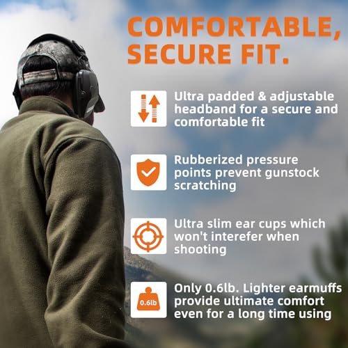 PROHEAR Electronic Shooting Ear Protection, NRR 23dB, 4X Amplification | Soft padded headband and low-pressure ear cups keep you comfortable during range, hunting, or yard work - style: Electronic-black