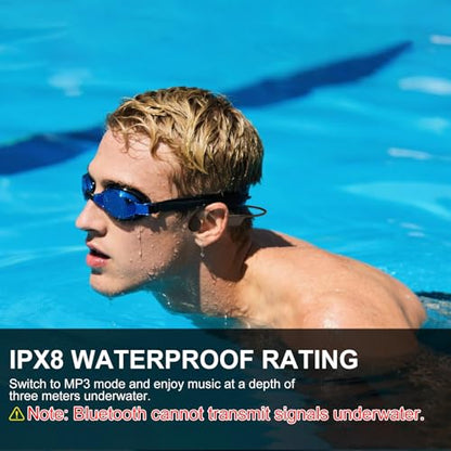 Swimming Headphones, IPX8 Waterproof Bone Conduction Headphone Wireless Underwater Earbuds with 32GB Memory for Swimming, Cycling, Marathon