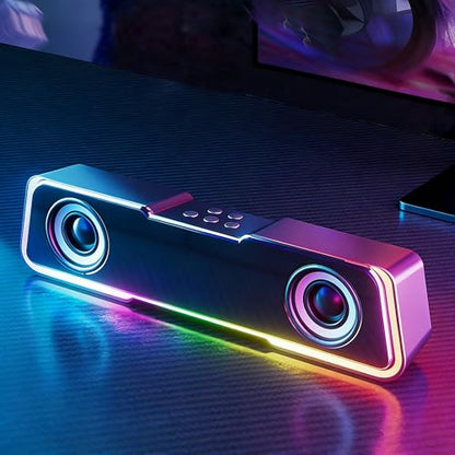 Compact USB Computer Sound Bar, Wired Desktop Speaker for Laptop and PC - color: Colorful