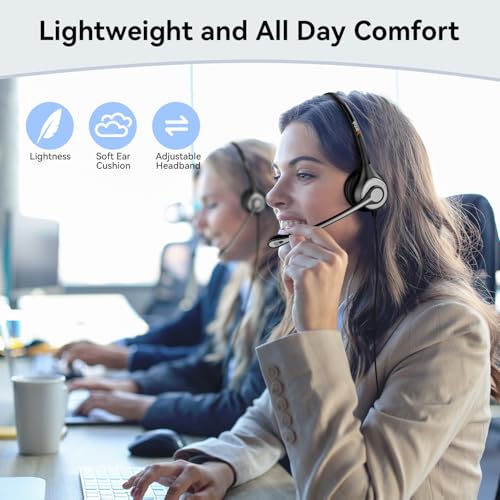 Wantek Phone Headset with Microphone Noise Cancelling, Telephone Headsets 2.5mm Jack Work for Panasonic AT&T ML17929 Vtech RCA Cisco Uniden Polycom Grandstream Home Office Cordless Phones(F602J25P)