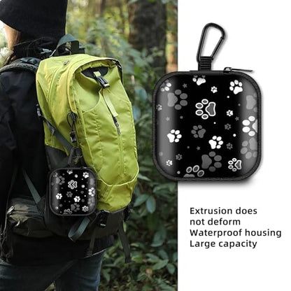 Square Data Cable Earbud Charger Coin Storage Bag Shockproof and Drop-Proof EVA Material Compatible with AirPod(Dog Paw Print and Star) - color: Dog Paw Print And Star