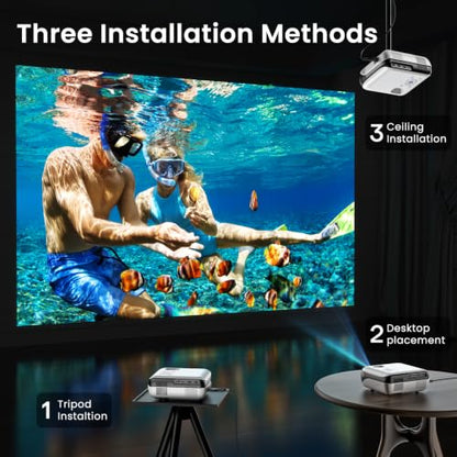 HAPPRUN Native 1080P Outdoor Smart Projector-Standard | Native 1080P • Mini & Portable • Easy Setup • Built-in Speaker • Indoor & Outdoor • Phone, Laptop & PS5 Compatible - style: Standard