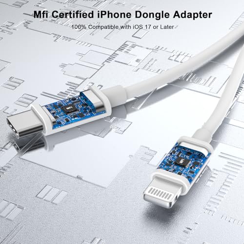 [Apple MFi Certified] Lightning/USB Type C to 3.5 mm Headphone Jack Adapter | 2-in-1 iPhone Headphone Adapter, iPhone Aux Adapter Converter Dongle Audio Cable for iPhone 17 16 15 14 13 12 11 XS XR X 8 7