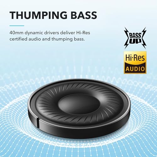 Soundcore by Anker Q20i Hybrid Active Noise Cancelling Headphones, Renewed | Over-Ear, Bluetooth, 40H ANC Playtime, Hi-Res, Big Bass, Transparency Mode, Customize via App, Travel, Home, Office - color: BLUE