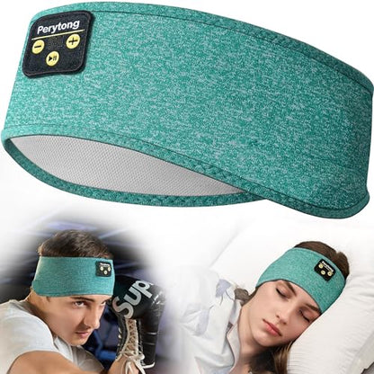 Perytong Sleep Headphones Wireless, Bluetooth Sports Headband Headphones with Ultra-Thin HD Stereo Speakers Perfect for Sleeping,Workout,Jogging,Yoga,Insomnia, Air Travel, Meditation (Green) - color: Green