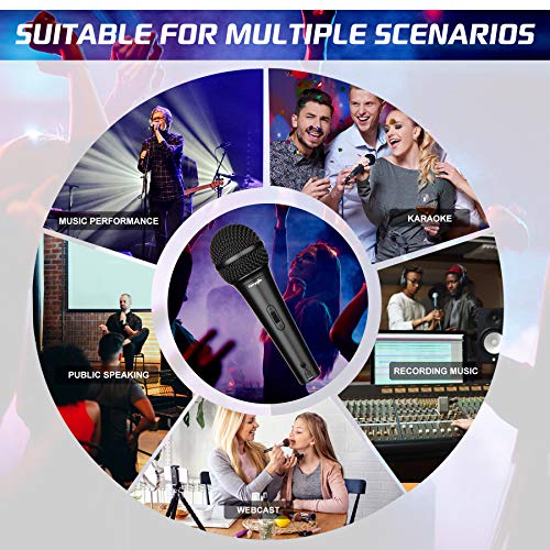 Karaoke Microphone for Singing, Perrycom Dynamic Microphone, Vocal Microphone with On Off Switch, Handheld Microphone Clip, XLR Mic- Cardioid - style: Super Cardioid