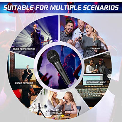 Karaoke Microphone for Singing, Perrycom Dynamic Microphone, Vocal Microphone with On Off Switch, Handheld Microphone Clip, XLR Mic- Cardioid - style: Super Cardioid