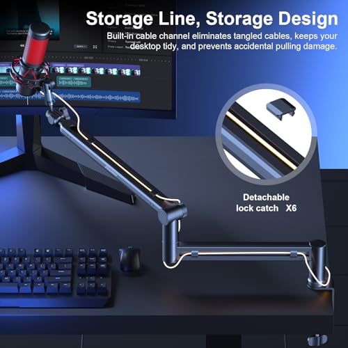Microphone Arm,Aokeo AK-58 Desk Low Profile Adjustable Mic Boom Arm Stand,Suitable For Blue Yeti,Snowball iCE, HyperX QuadCast,SoloCast,Elgato Wave,Etc - color: AK-58