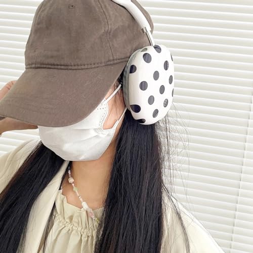 Case Compatible with AirPods Max Headphones, Soft TPU Cute Polka Dots Pattern Anti-Scratch Protective Ear Cup Covers Headphone Cases for Woman Kids - color: polka dots