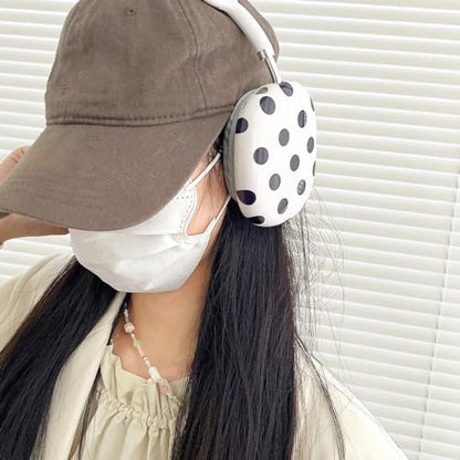 Case Compatible with AirPods Max Headphones, Soft TPU Cute Polka Dots Pattern Anti-Scratch Protective Ear Cup Covers Headphone Cases for Woman Kids - color: polka dots