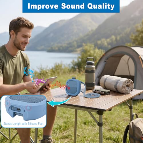 Silicone Case for Bose SoundLink Micro 2nd Gen Speaker, Shockproof Travel Protective Sleeve Soft Skin Cover with Shoulder Strap (Case Only) (Blue) - color: Blue