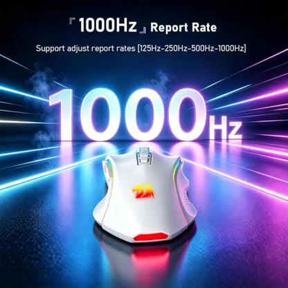 Redragon M602 Griffin Wireless RGB Gaming Mouse Tri-Mode 8000DPI - White - color: White