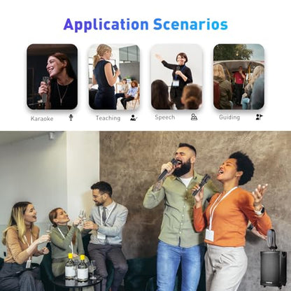 ZOWEETEK Wireless Dual Handheld Dynamic Karaoke Microphone Set | Rechargeable Receiver, Plug & Play, for Singing, Wedding, Party, Classroom, Speech, Church, PA System
