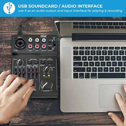 3 Channel Bluetooth Audio Mixer - DJ Sound Controller Interface with USB Soundcard for PC Recording, XLR, 3.5mm Microphone Jack, 18V Power, RCA Input/Output for Professional and Beginners - PAD30MXUBT - style: 3 Channel Bluetooth