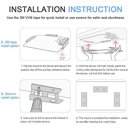 IFCASE Under Desk Laptop Mount with Adhesive & Screw in, Hard Aluminum Under Desk Shelf Holder for Laptop, Mac mini, MacBook, Keyboard with Anti-Scratch Silicone (Silver) - color: Silver
