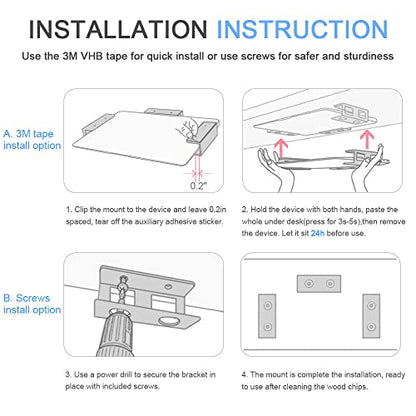 IFCASE Under Desk Laptop Mount with Adhesive & Screw in, Hard Aluminum Under Desk Shelf Holder for Laptop, Mac mini, MacBook, Keyboard with Anti-Scratch Silicone (Silver) - color: Silver